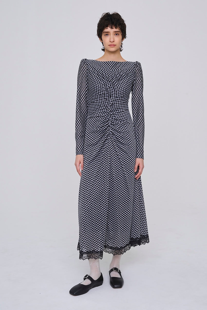 JERSEYCHECK GATHERED DRESS - FETICO