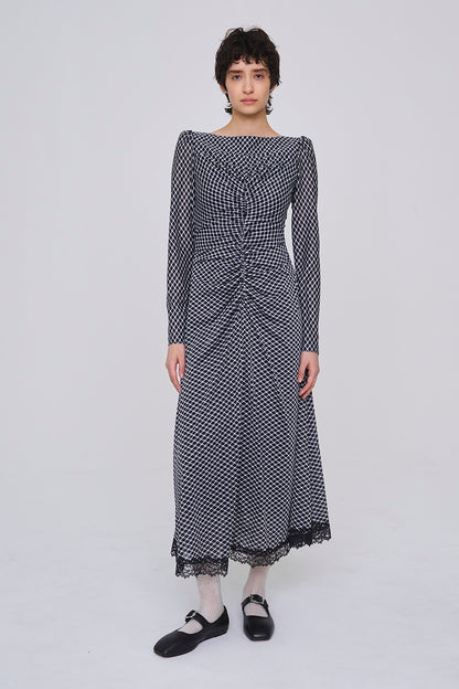 JERSEYCHECK GATHERED DRESS - FETICO