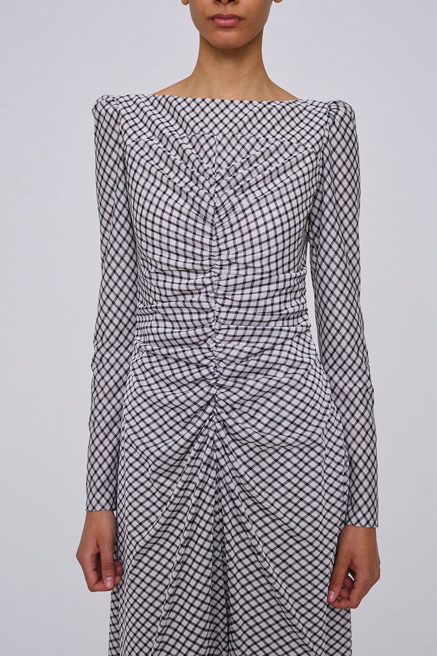 JERSEYCHECK GATHERED DRESS - FETICO