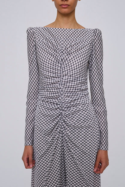 JERSEYCHECK GATHERED DRESS - FETICO