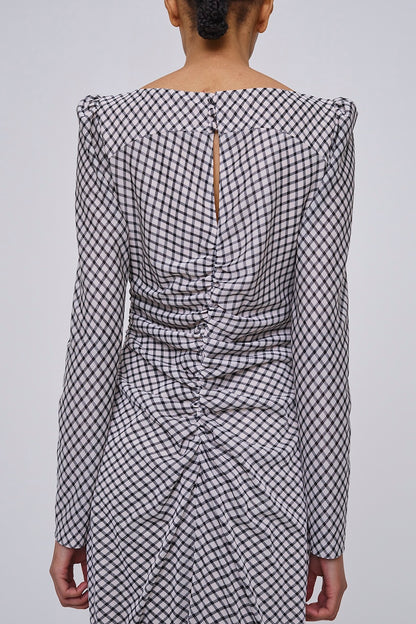 JERSEYCHECK GATHERED DRESS - FETICO
