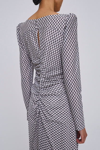 JERSEYCHECK GATHERED DRESS - FETICO
