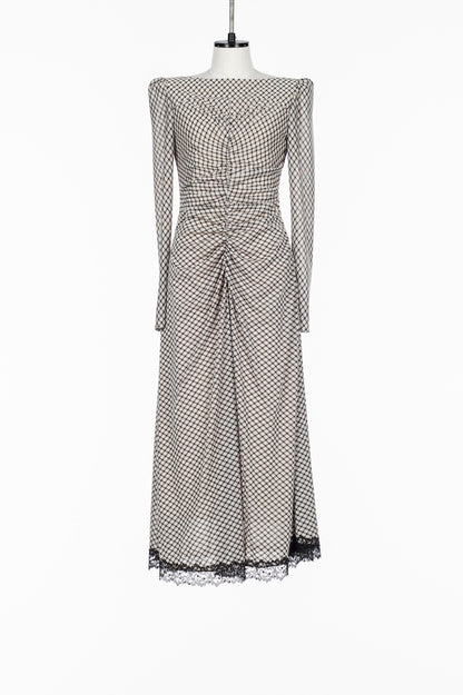 JERSEYCHECK GATHERED DRESS - FETICO