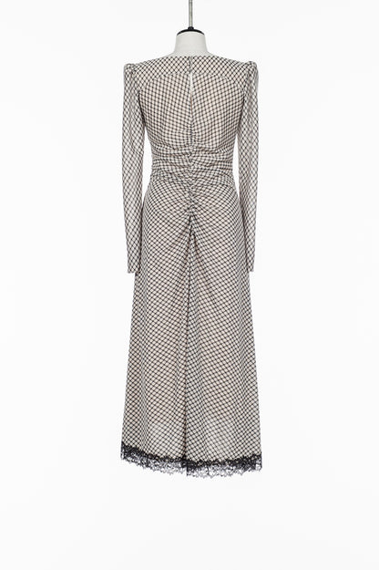 JERSEYCHECK GATHERED DRESS - FETICO