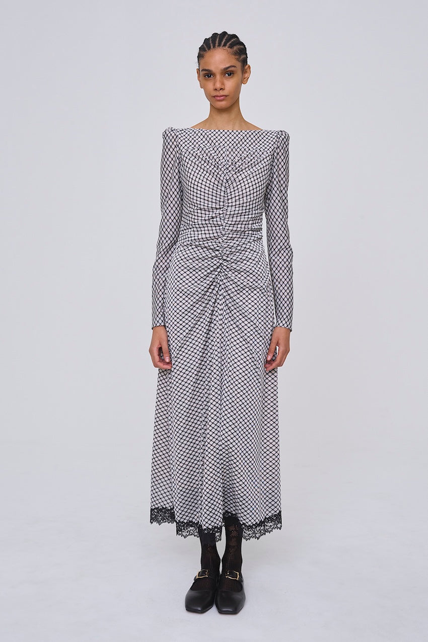JERSEYCHECK GATHERED DRESS - FETICO