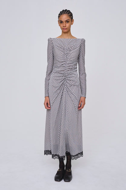 JERSEYCHECK GATHERED DRESS - FETICO