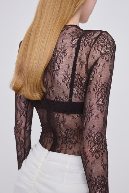 STRETCH LACE BODYSUIT - FETICO