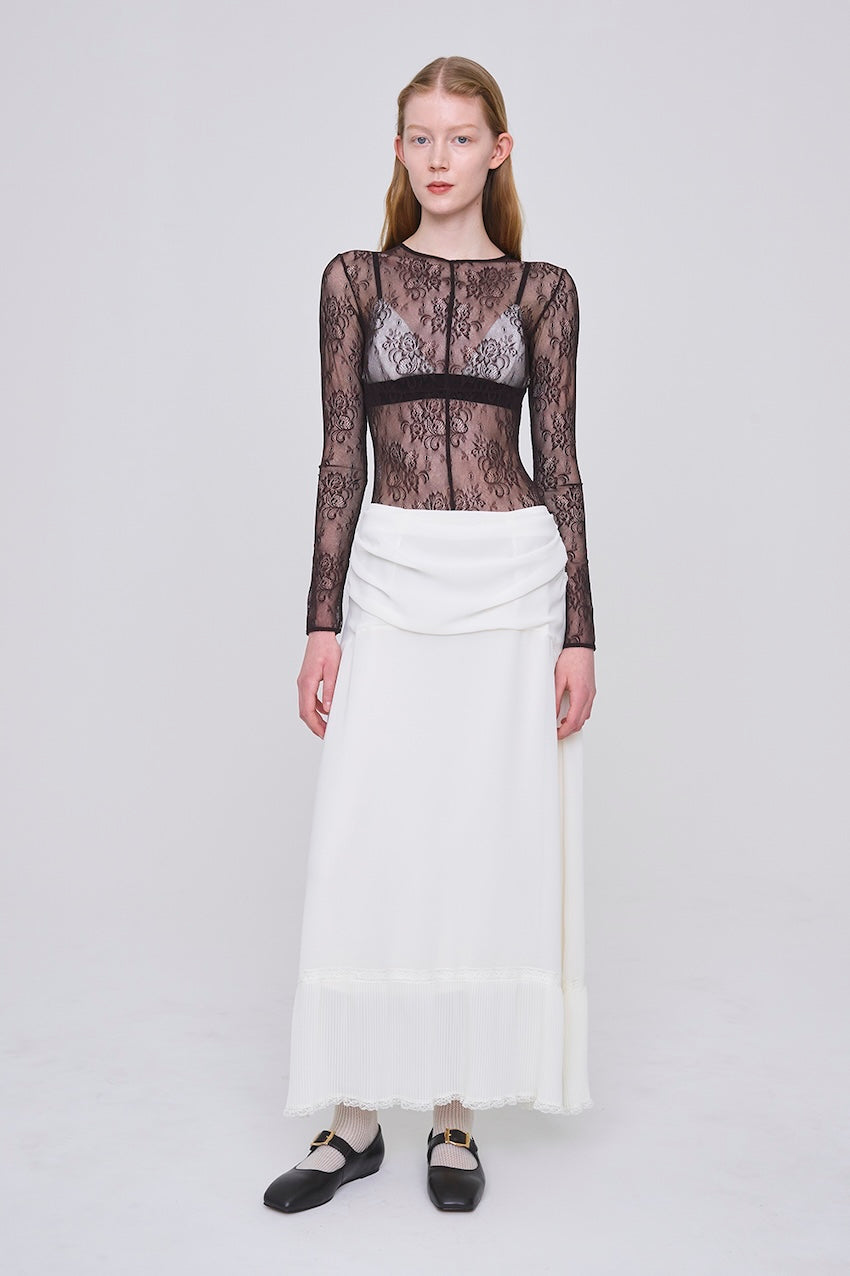 SHEER GEORGETTE PLEATED SKIRT - FETICO