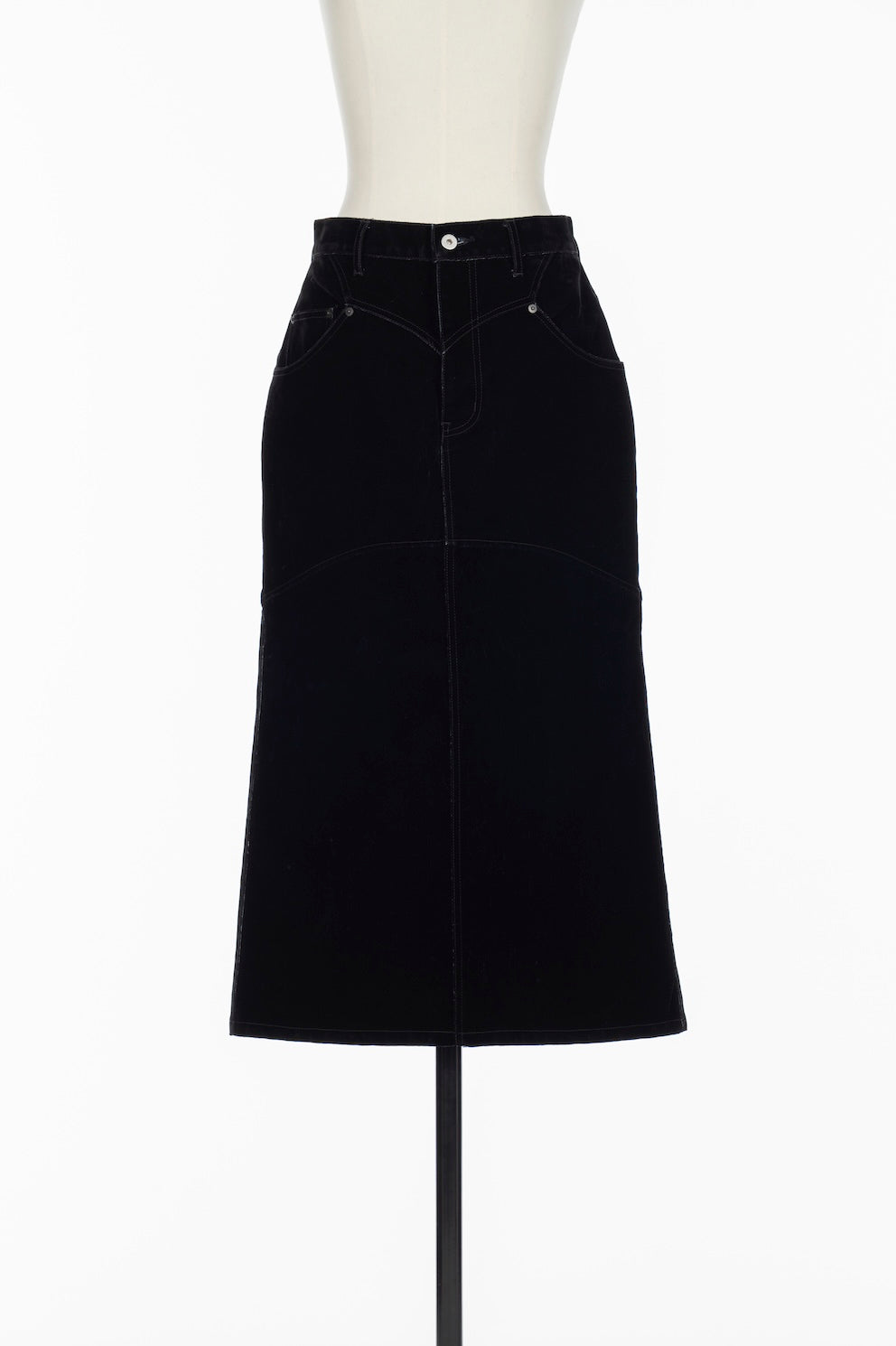 FLOCKED DENIM BACK FLARE SKIRT - FETICO