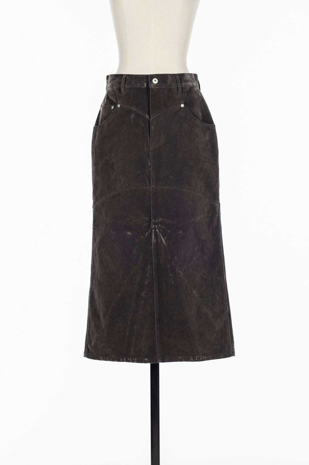 FLOCKED DENIM BACK FLARE SKIRT - FETICO