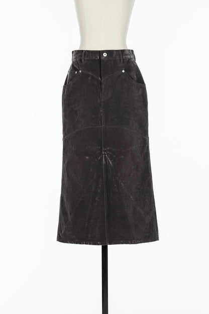 FLOCKED DENIM BACK FLARE SKIRT - FETICO