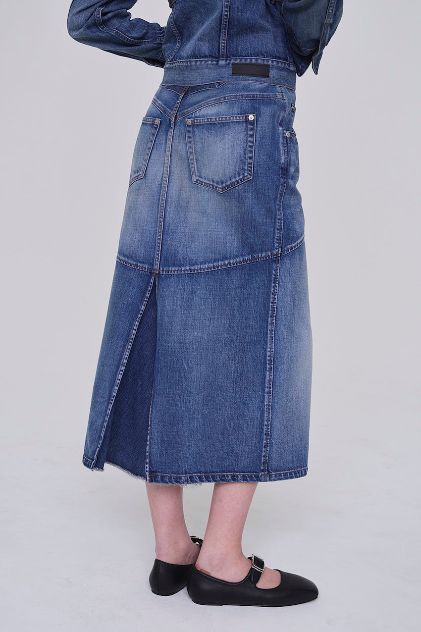 ORGANIC COTTON DENIM BACK FLARE SKIRT - FETICO