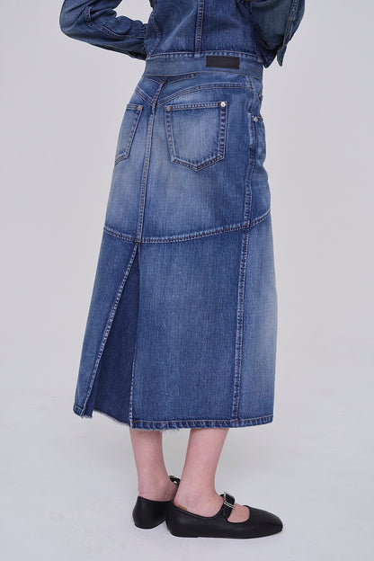 ORGANIC COTTON DENIM BACK FLARE SKIRT - FETICO