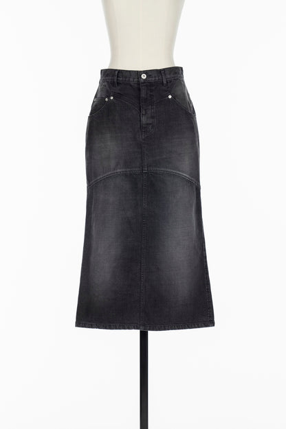 ORGANIC COTTON DENIM BACK FLARE SKIRT - FETICO