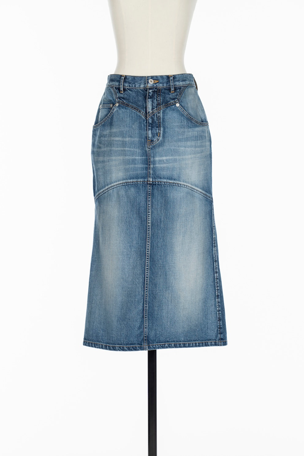 ORGANIC COTTON DENIM BACK FLARE SKIRT - FETICO