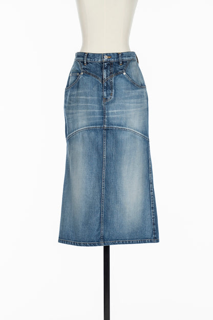 ORGANIC COTTON DENIM BACK FLARE SKIRT - FETICO