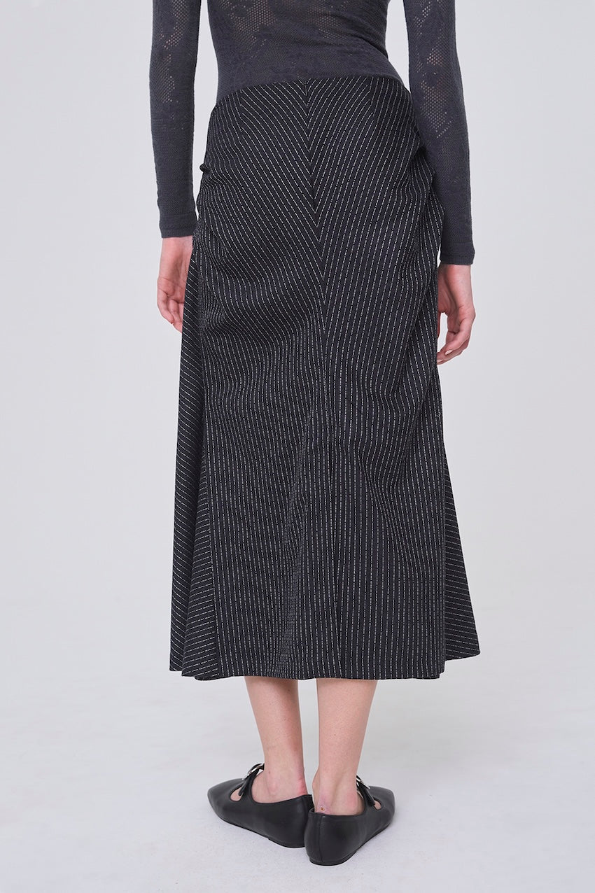 WOOL PINSTRIPE DRAPED SKIRT - FETICO