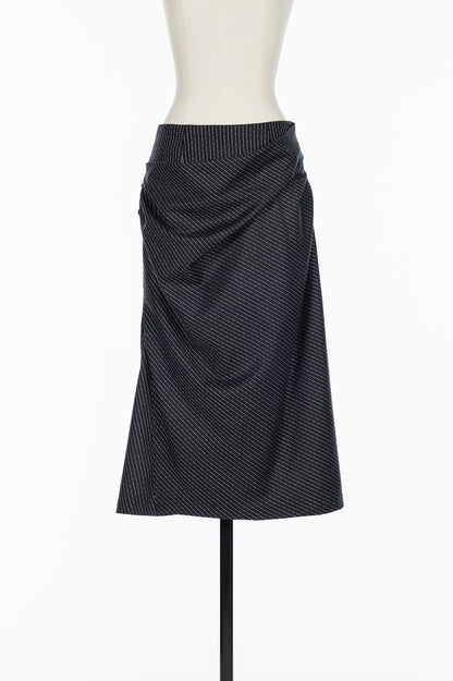WOOL PINSTRIPE DRAPED SKIRT - FETICO