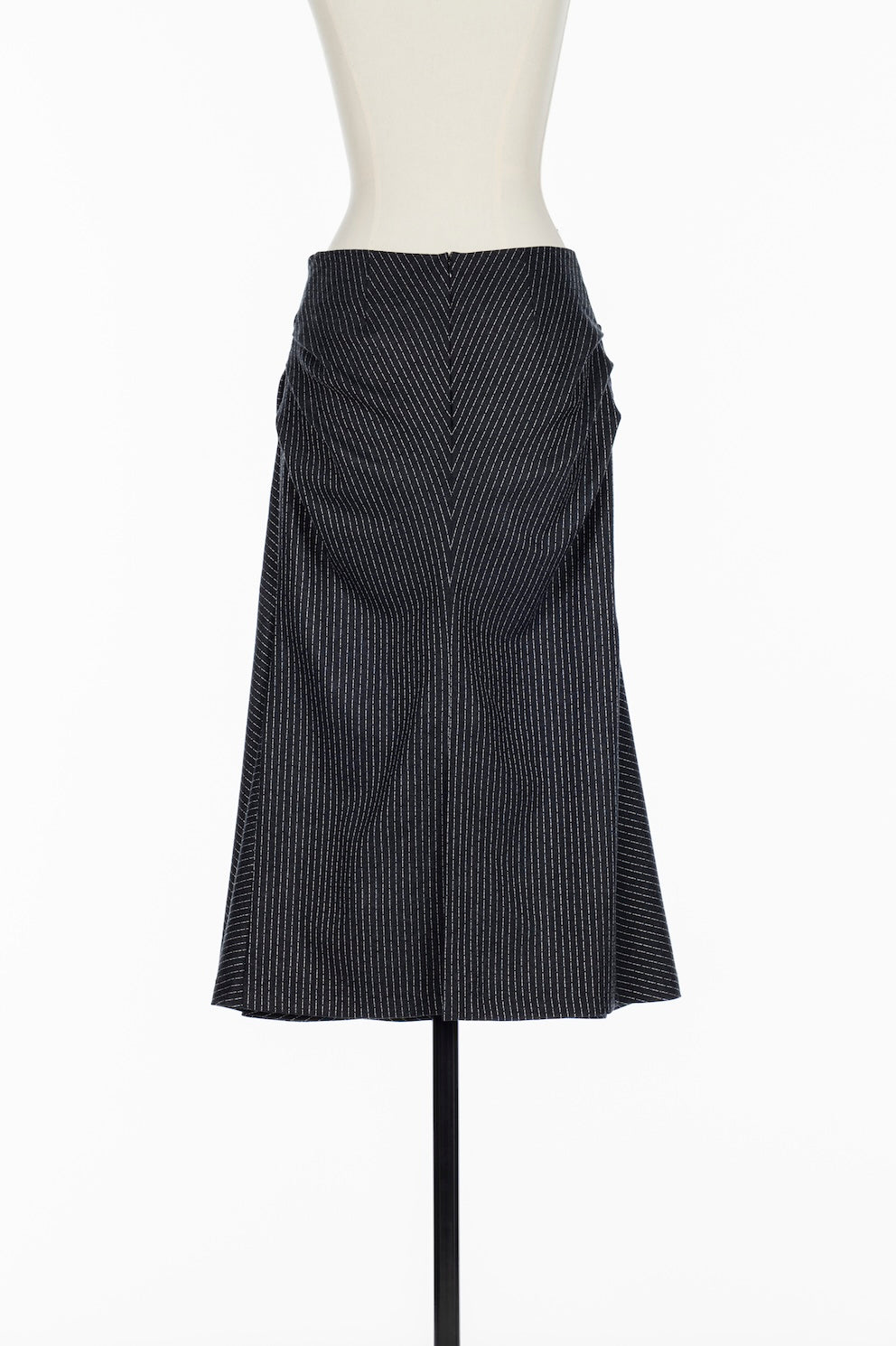 WOOL PINSTRIPE DRAPED SKIRT – FETICO Official Online Shop