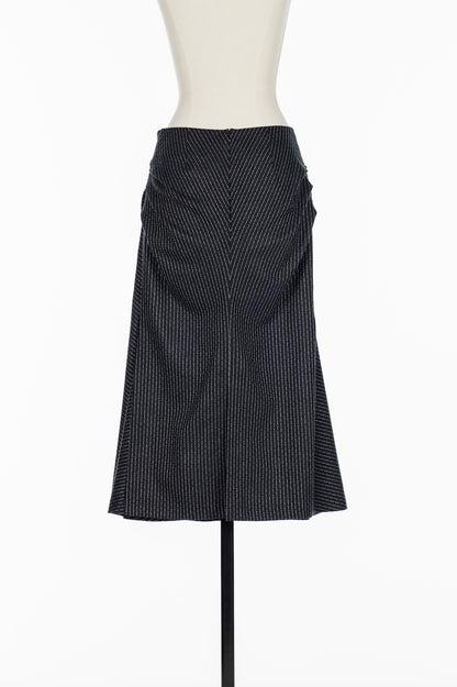 WOOL PINSTRIPE DRAPED SKIRT - FETICO