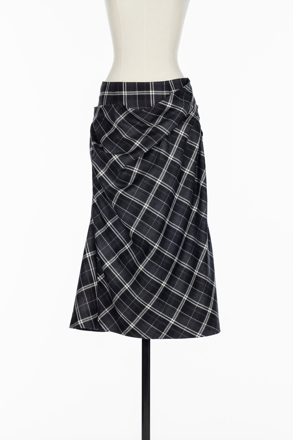 WOOL CHECK DRAPED SKIRT - FETICO