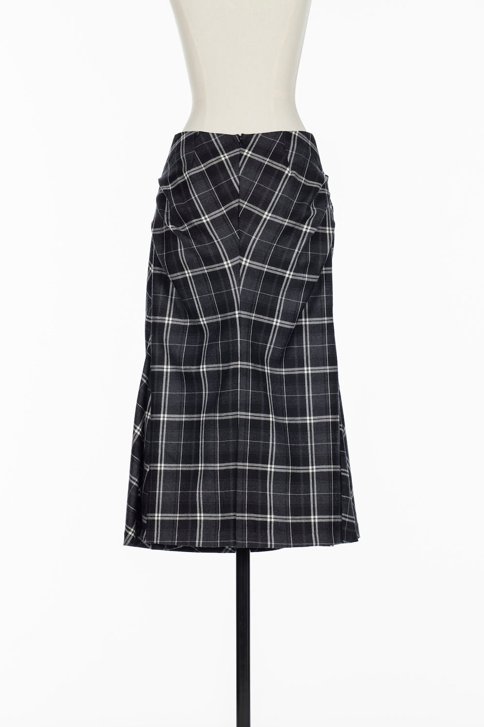 WOOL CHECK DRAPED SKIRT - FETICO