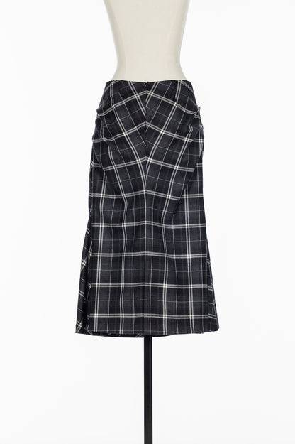 WOOL CHECK DRAPED SKIRT - FETICO