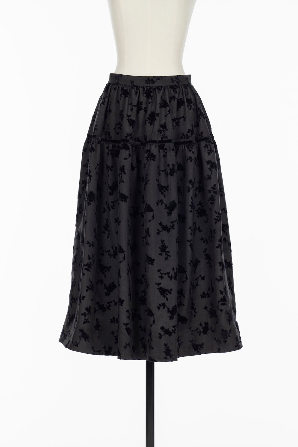 FLOCKED ROSE PRINT BARREL SKIRT - FETICO