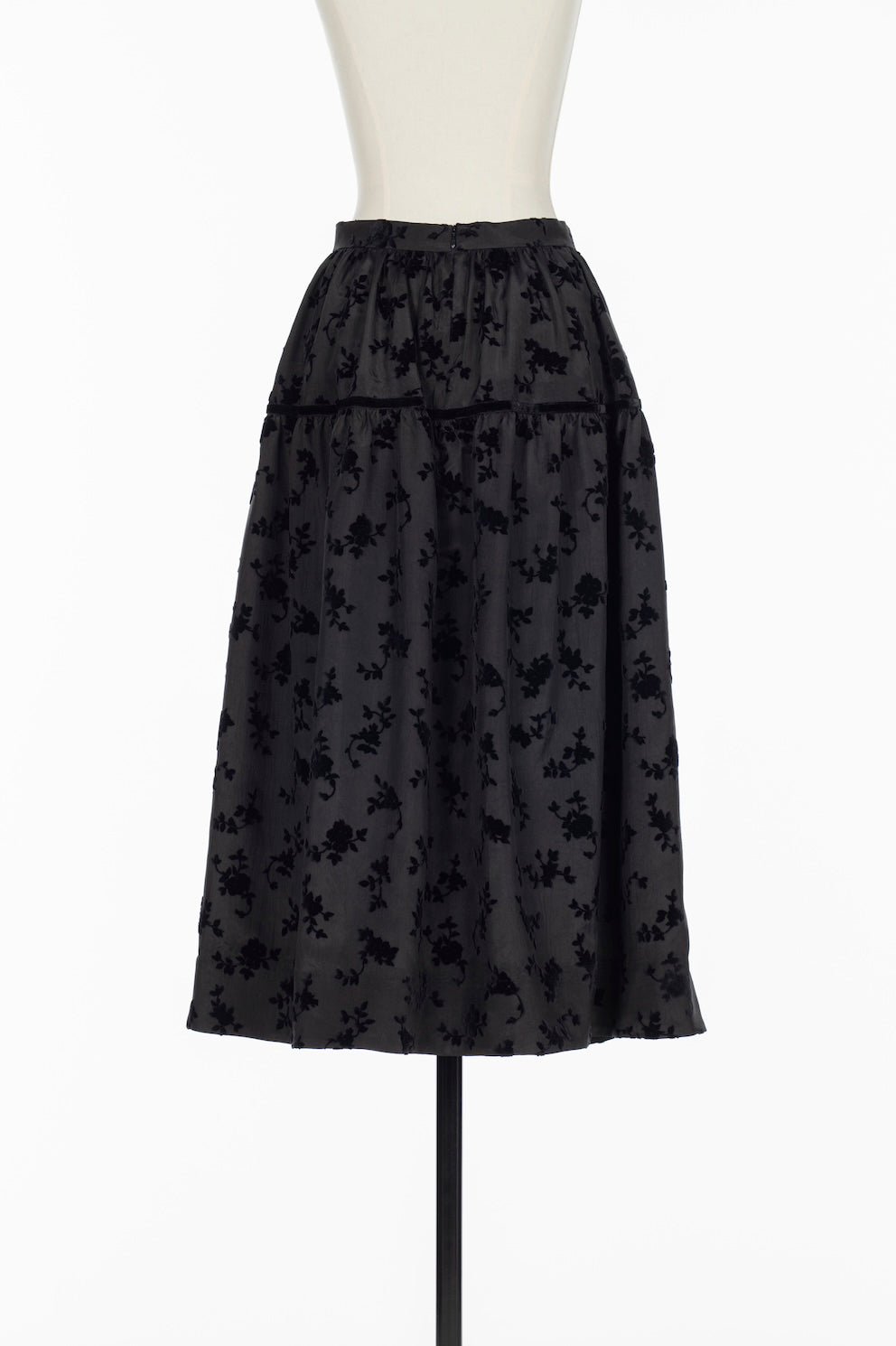 FLOCKED ROSE PRINT BARREL SKIRT - FETICO