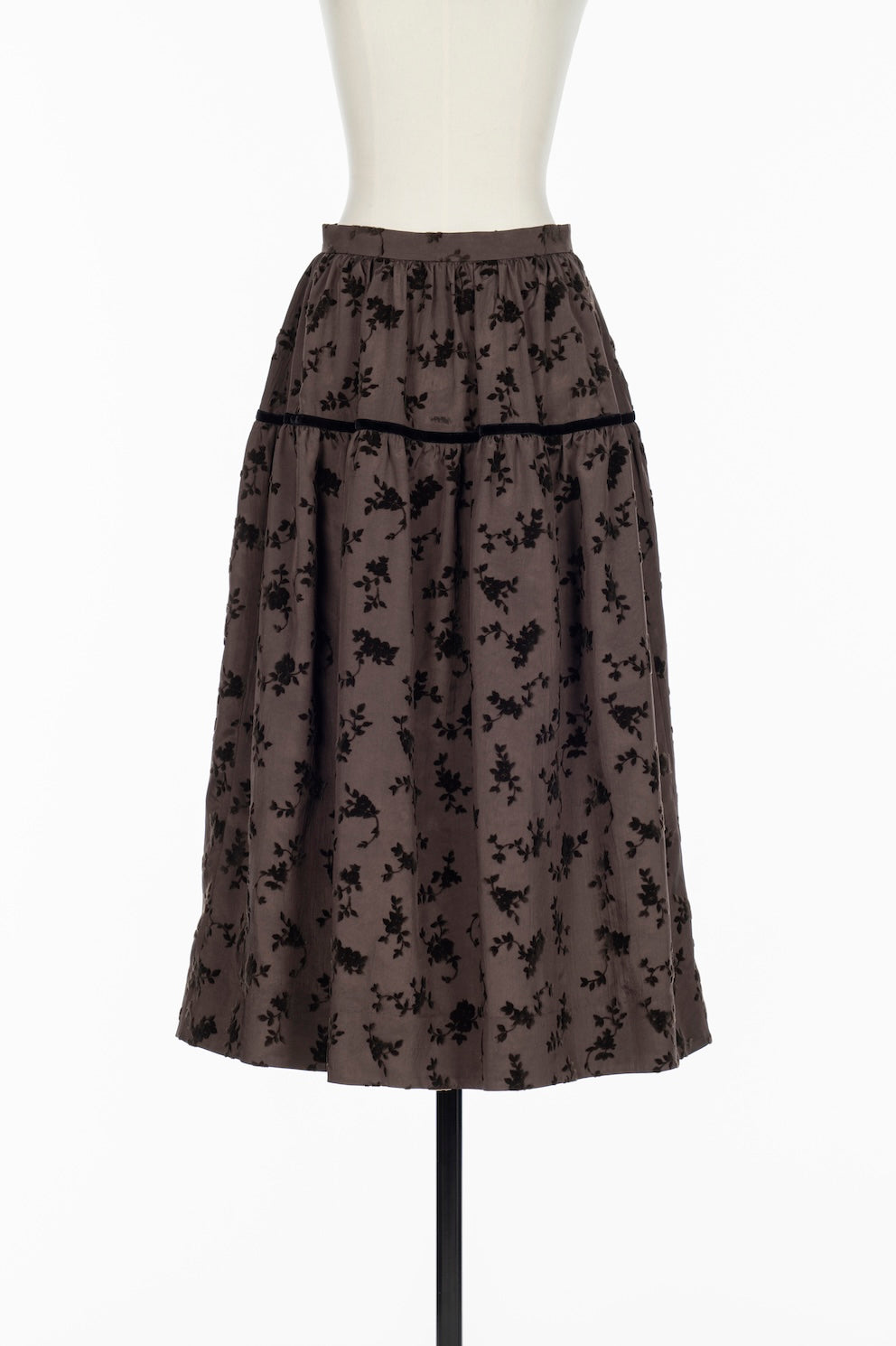 FLOCKED ROSE PRINT BARREL SKIRT - FETICO