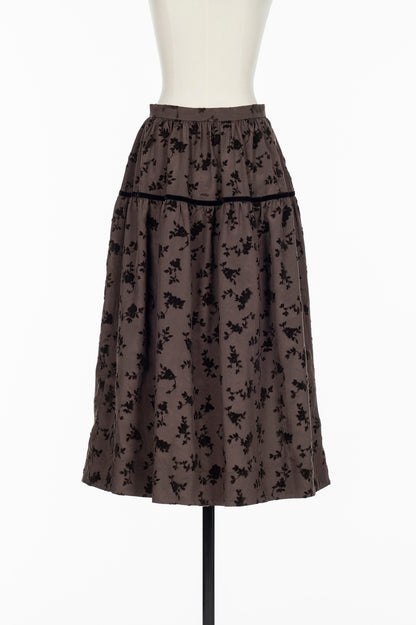FLOCKED ROSE PRINT BARREL SKIRT - FETICO
