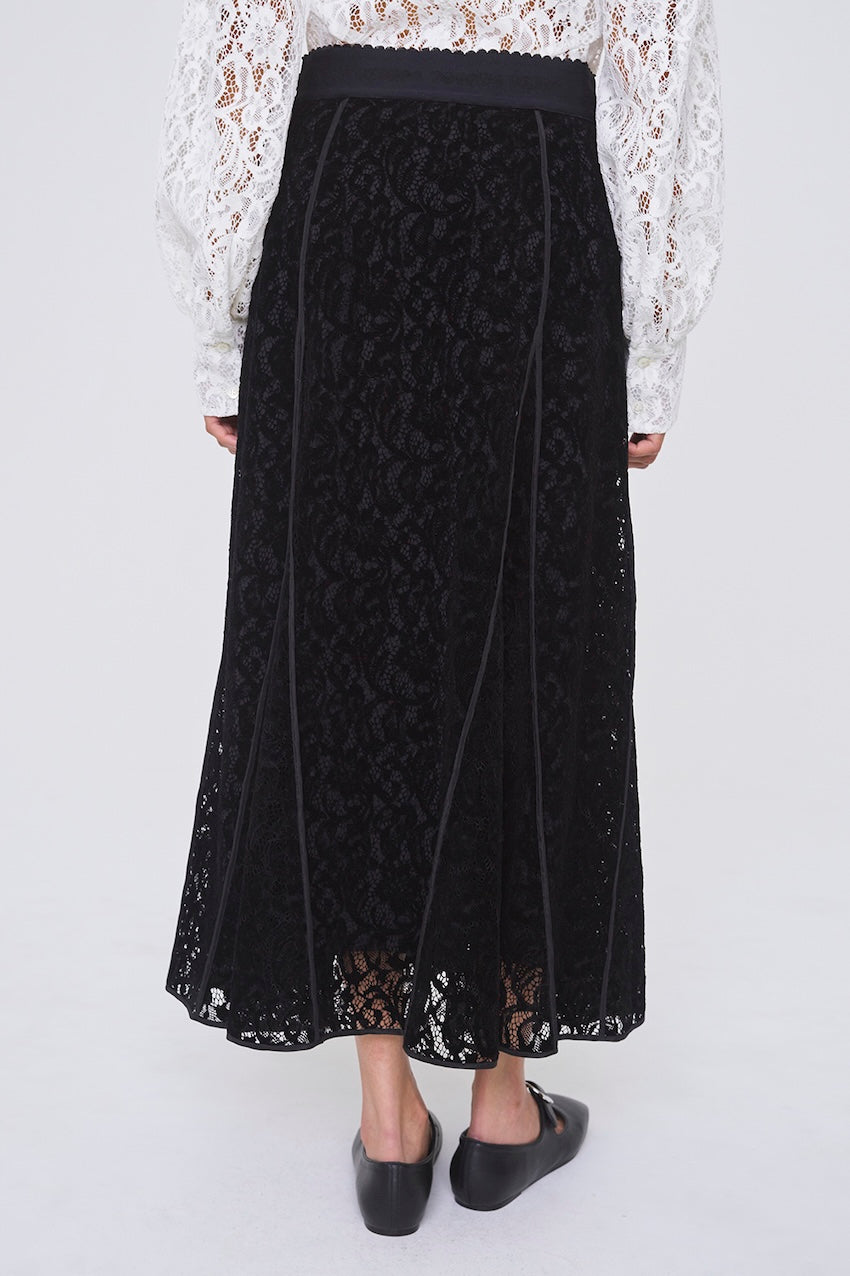 FLOCKED LACE FLARED SKIRT - FETICO