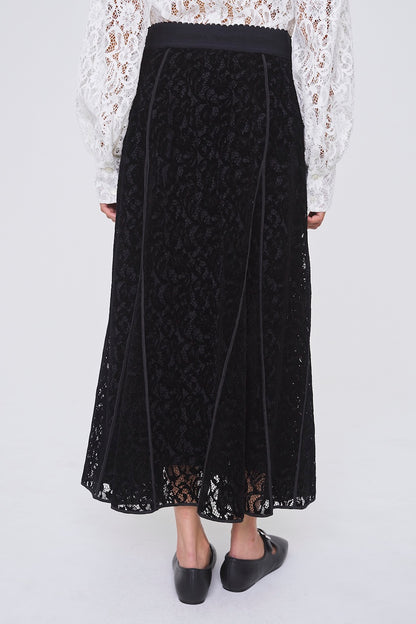 FLOCKED LACE FLARED SKIRT - FETICO