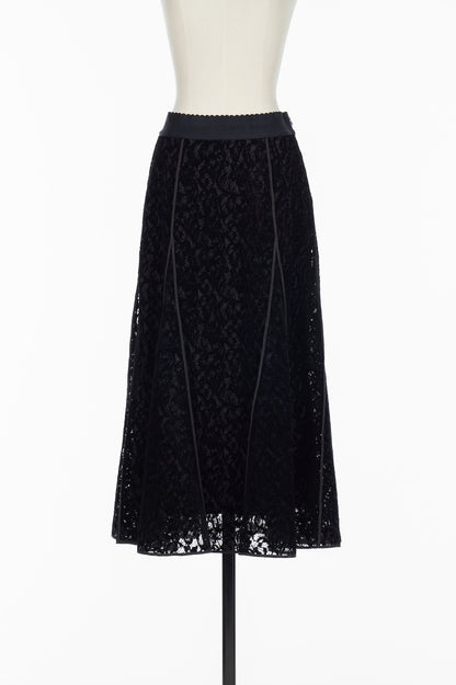 FLOCKED LACE FLARED SKIRT - FETICO