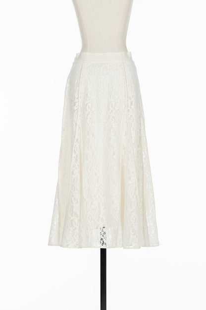FLOCKED LACE FLARED SKIRT - FETICO