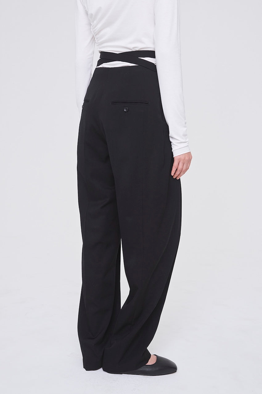 FINE WOOL SUITING BELTED TROUSERS - FETICO