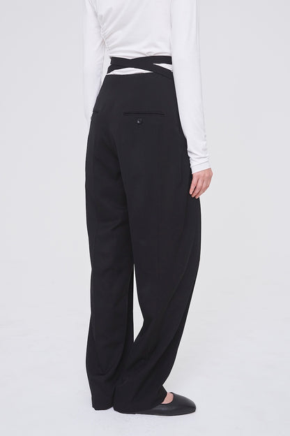 FINE WOOL SUITING BELTED TROUSERS - FETICO
