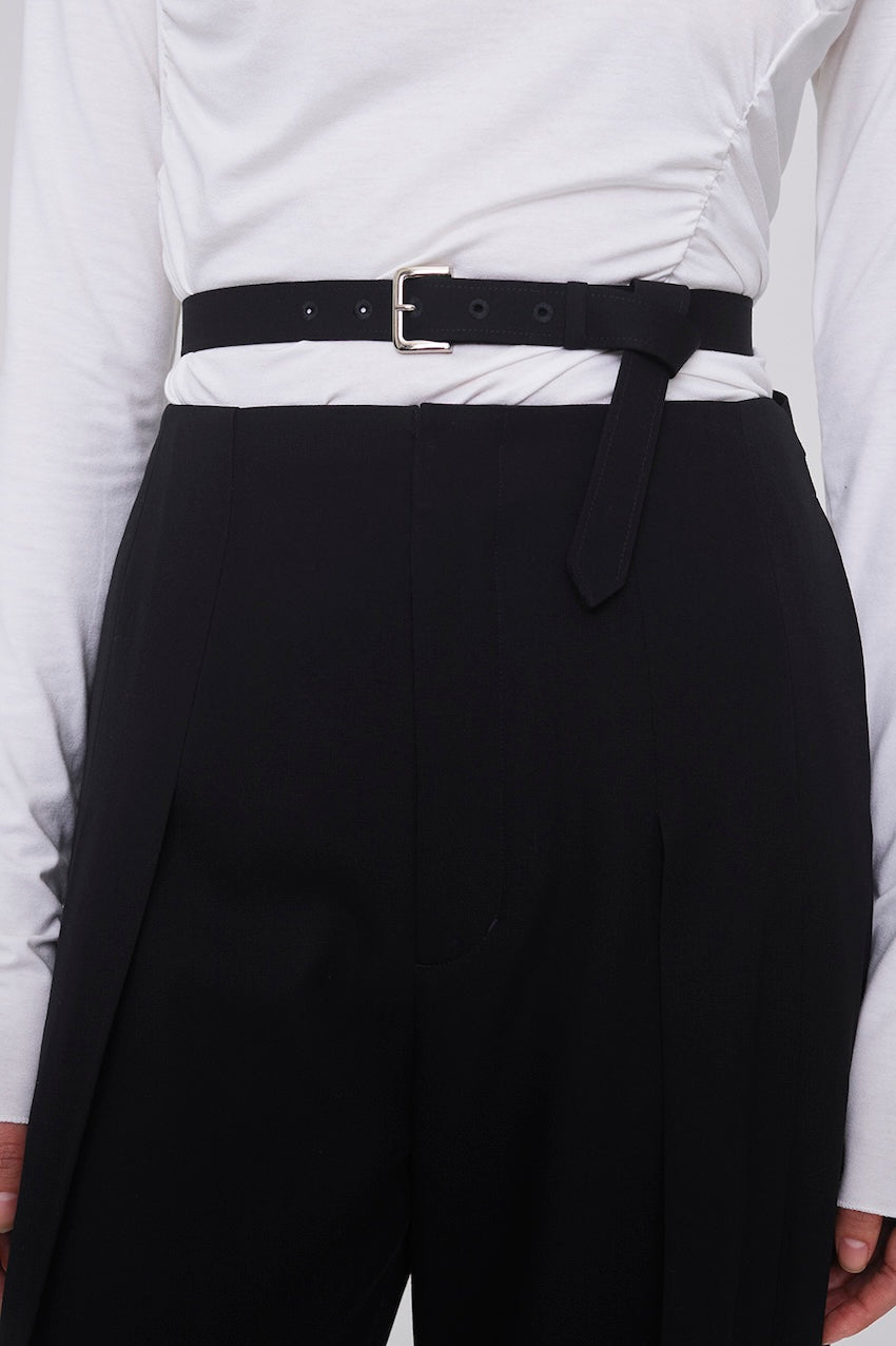 FINE WOOL SUITING BELTED TROUSERS - FETICO