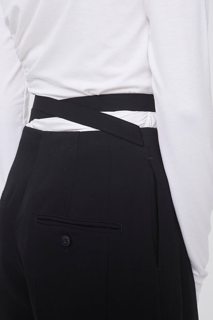 FINE WOOL SUITING BELTED TROUSERS - FETICO
