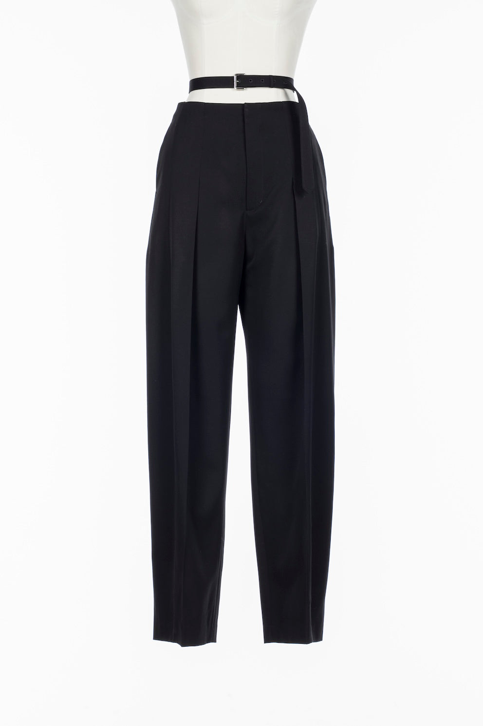 FINE WOOL SUITING BELTED TROUSERS - FETICO