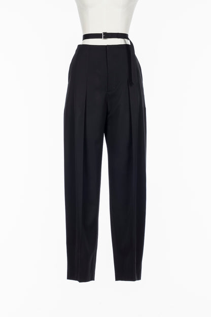 FINE WOOL SUITING BELTED TROUSERS - FETICO