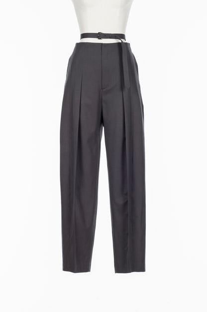 FINE WOOL SUITING BELTED TROUSERS - FETICO