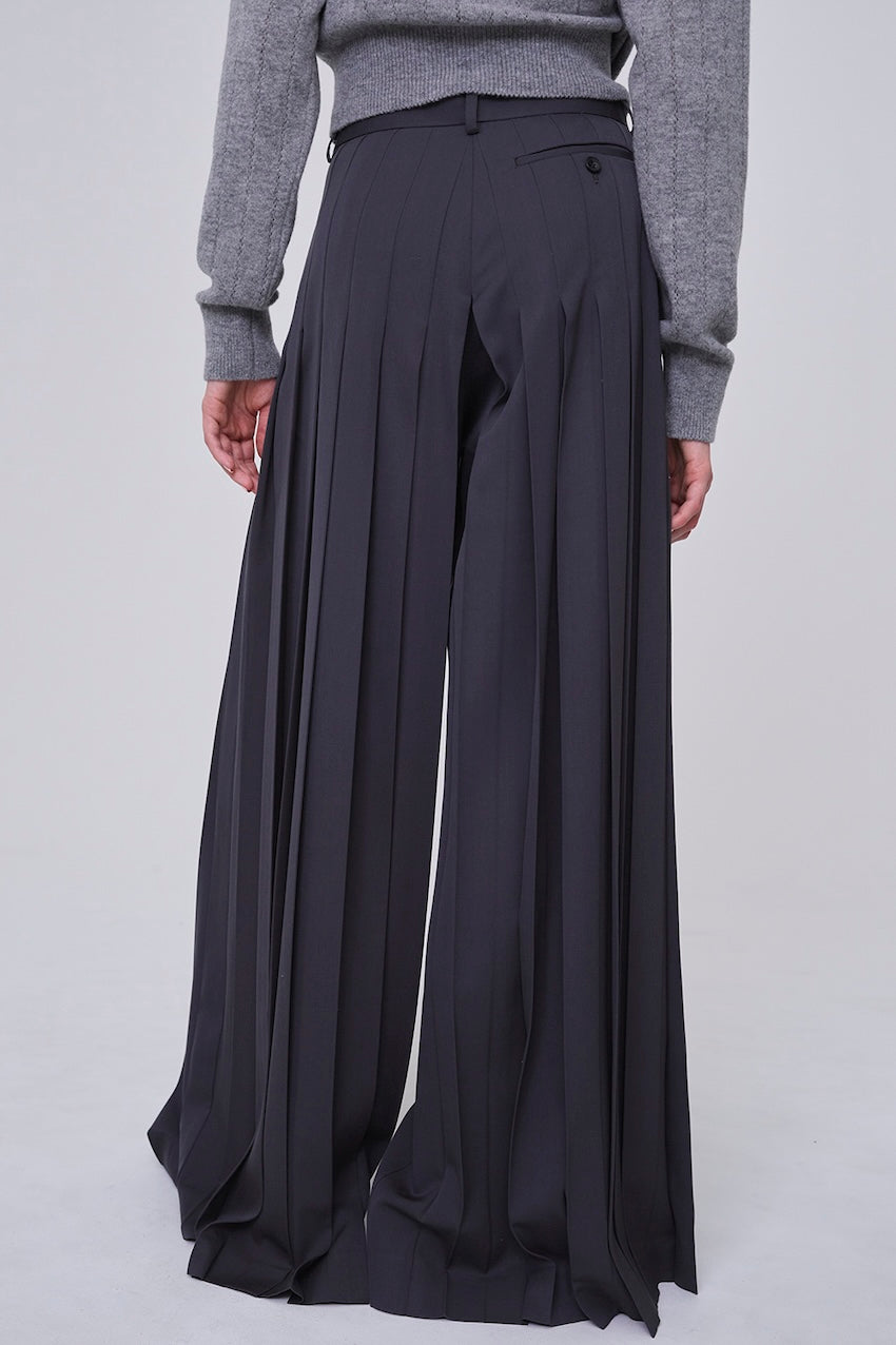 FINE WOOL SUITING PLEATED TROUSERS - FETICO