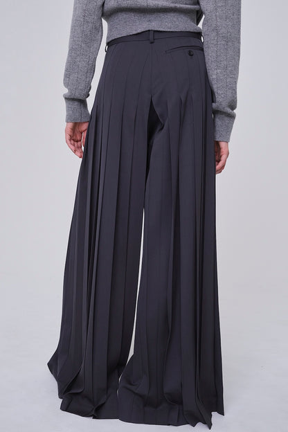 FINE WOOL SUITING PLEATED TROUSERS - FETICO