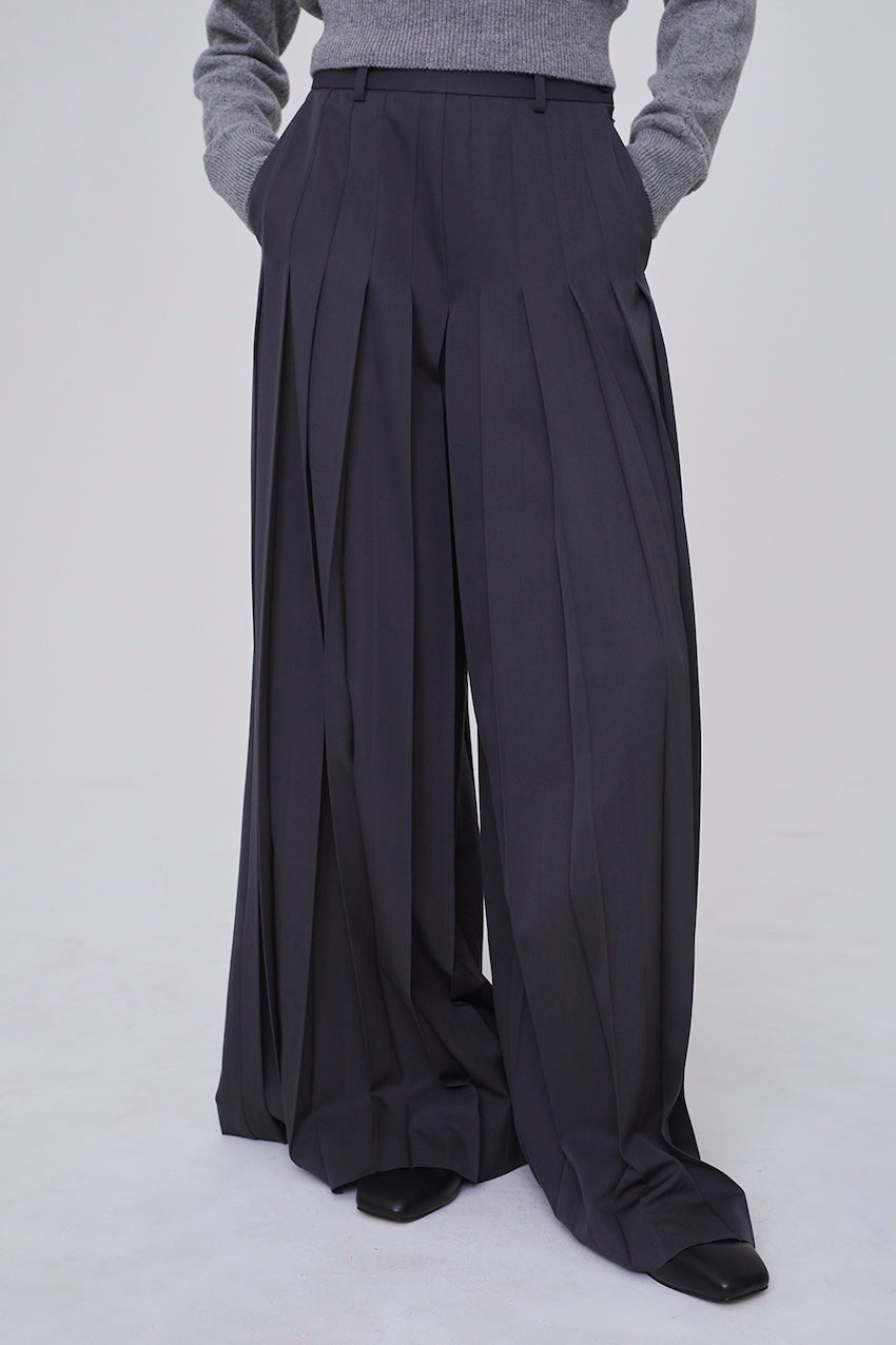 FINE WOOL SUITING PLEATED TROUSERS - FETICO