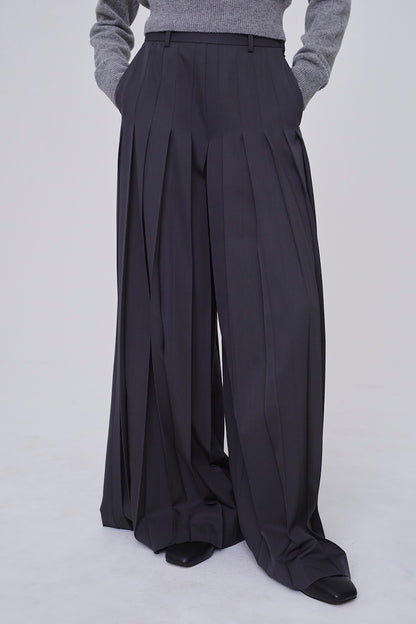 FINE WOOL SUITING PLEATED TROUSERS - FETICO
