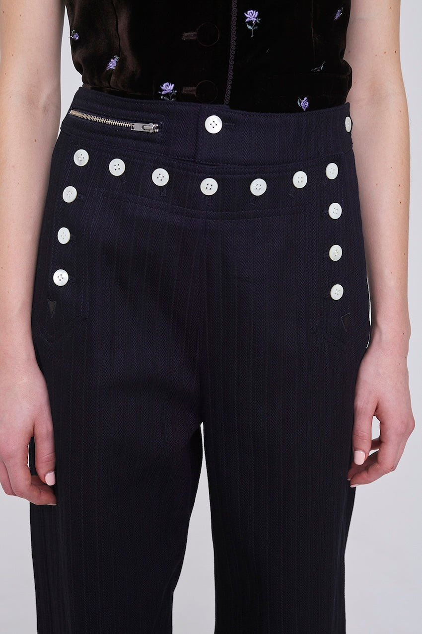 STRIPE JAQUARD DENIM SAILOR TROUSERS - FETICO