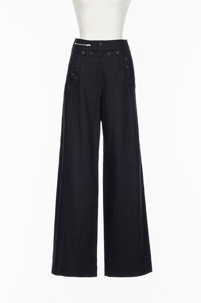 STRIPE JAQUARD DENIM SAILOR TROUSERS - FETICO