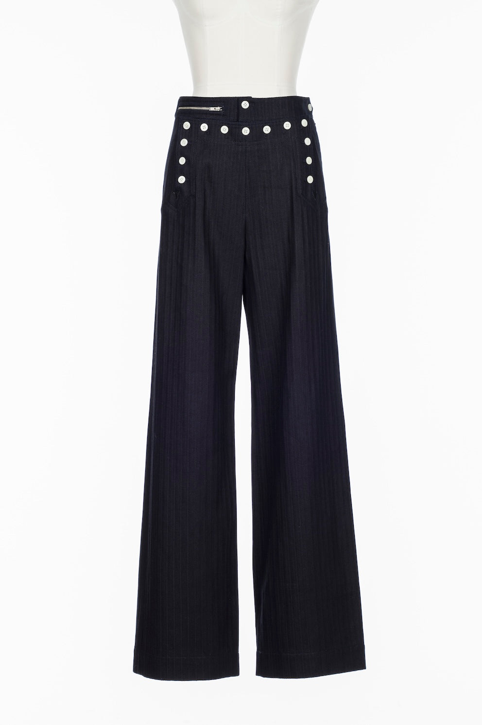STRIPE JAQUARD DENIM SAILOR TROUSERS - FETICO