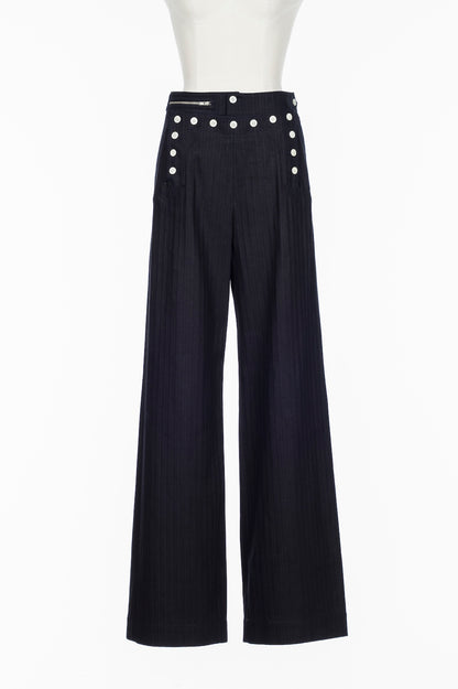 STRIPE JAQUARD DENIM SAILOR TROUSERS - FETICO